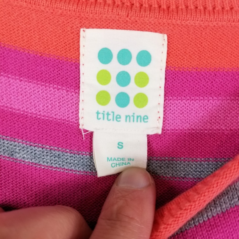 Title Nine Mobetta 70 Striped Sweater Womens Small Pink Orange Cotton Blend Knit - Picture 3 of 7